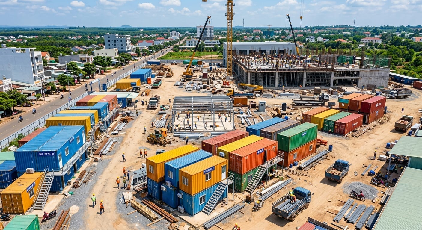 Công trường thuê container tại Đồng Xoài