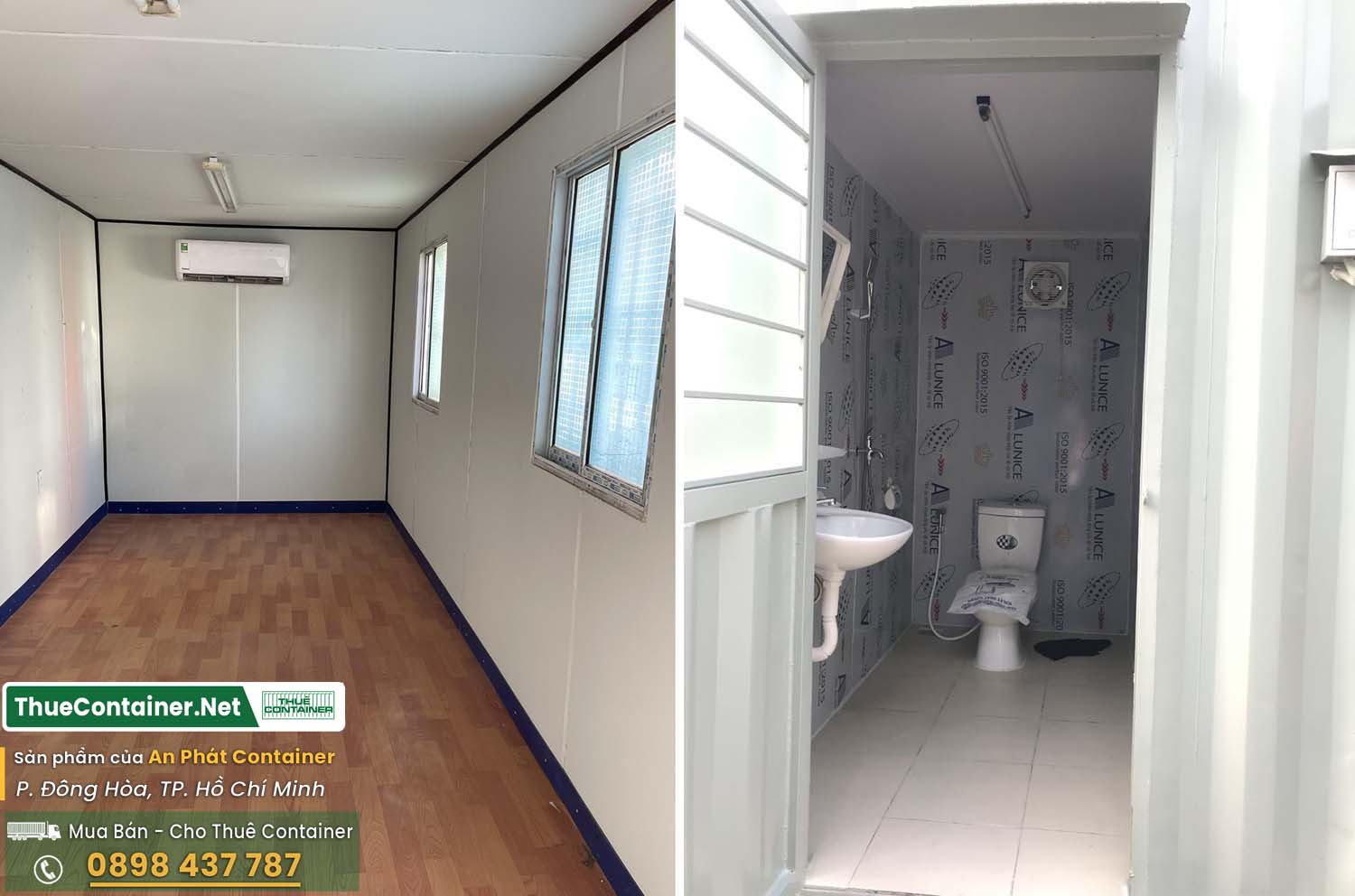 Bên trong văn phòng container 20ft và toilet đi kèm-1