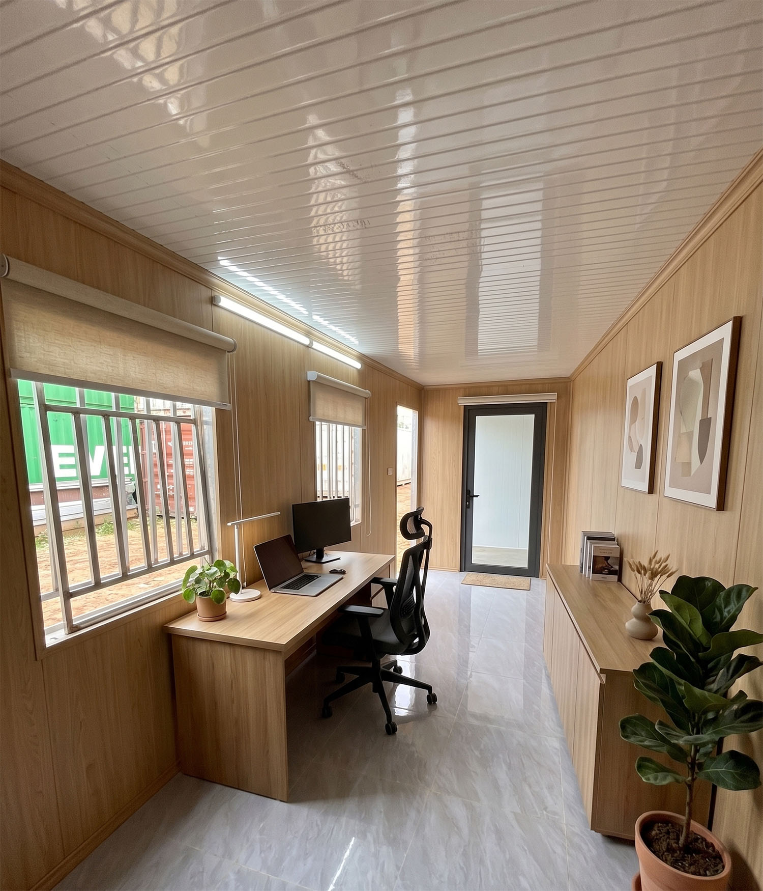 Nội thất nhà container khi được ốp vật liệu trang trí
